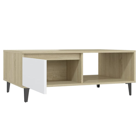 vidaXL Coffee Table White and Sonoma Oak 90x60x35 cm Engineered Wood