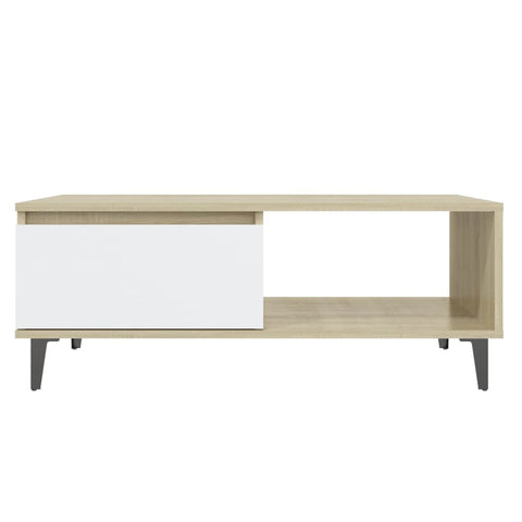 vidaXL Coffee Table White and Sonoma Oak 90x60x35 cm Engineered Wood