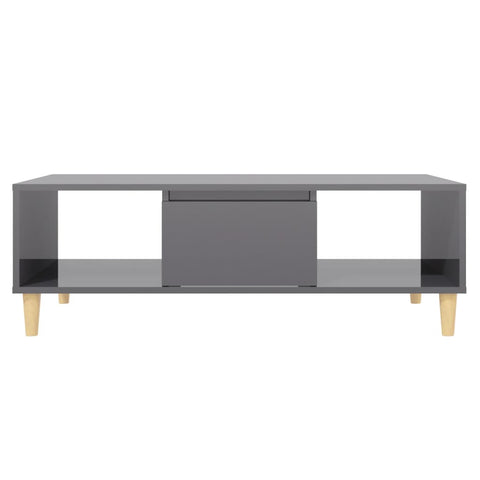 vidaXL Coffee Table High Gloss Grey 103.5x60x35 cm Engineered Wood