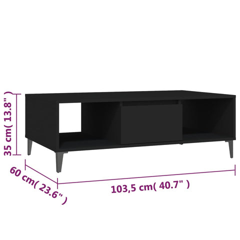 vidaXL Coffee Table Black 103.5x60x35 cm Engineered Wood