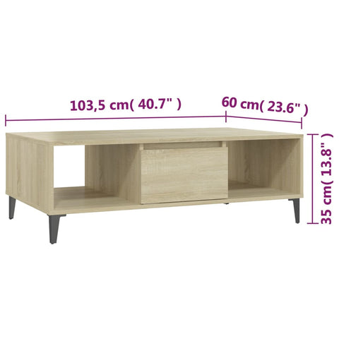vidaXL Coffee Table Sonoma Oak 103.5x60x35 cm Engineered Wood