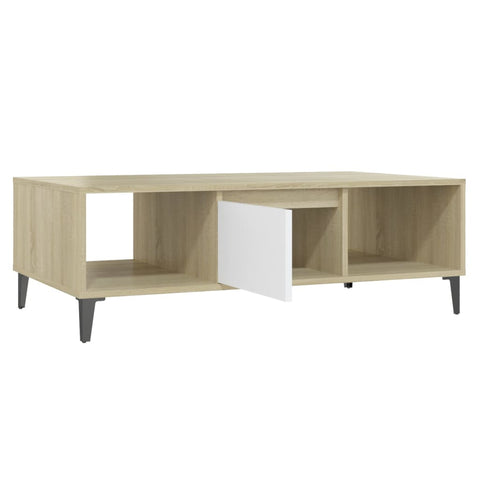vidaXL Coffee Table White and Sonoma Oak 103.5x60x35 cm Engineered Wood