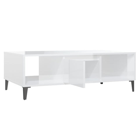 vidaXL Coffee Table High Gloss White 103.5x60x35 cm Engineered Wood