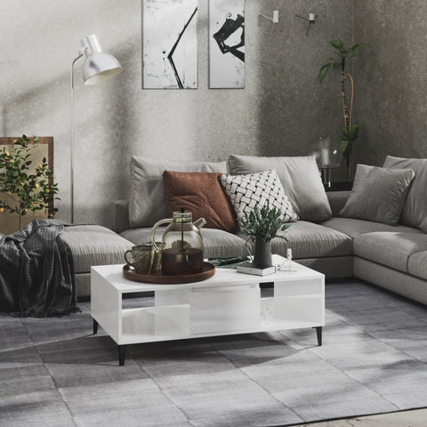 vidaXL Coffee Table High Gloss White 103.5x60x35 cm Engineered Wood