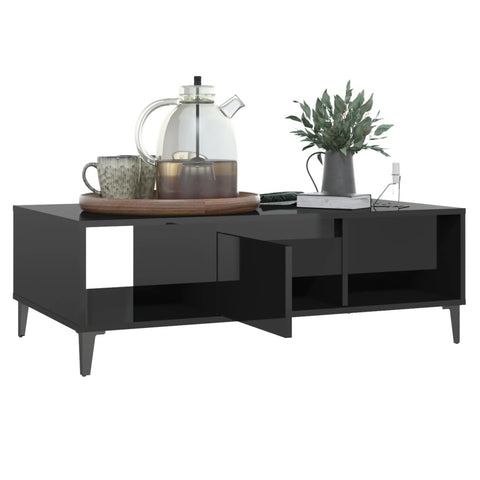 vidaXL Coffee Table High Gloss Black 103.5x60x35 cm Engineered Wood