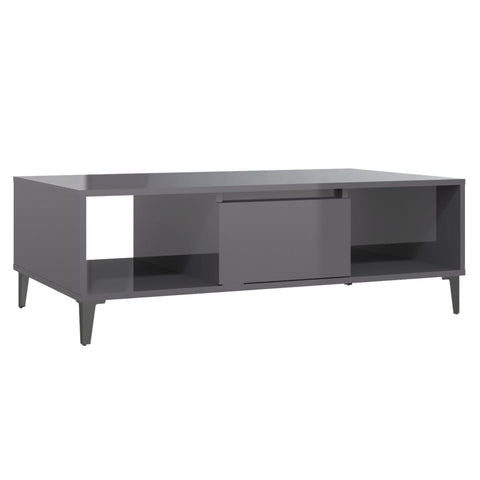 vidaXL Coffee Table High Gloss Grey 103.5x60x35 cm Engineered Wood