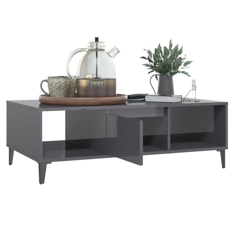 vidaXL Coffee Table High Gloss Grey 103.5x60x35 cm Engineered Wood