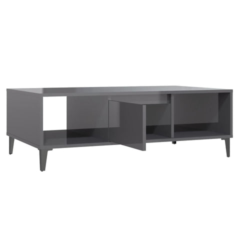 vidaXL Coffee Table High Gloss Grey 103.5x60x35 cm Engineered Wood
