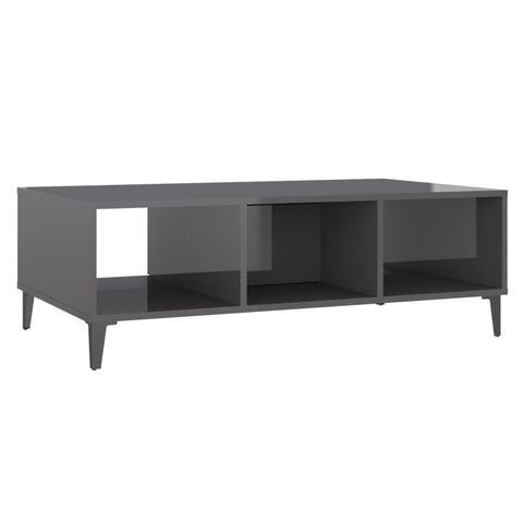 vidaXL Coffee Table High Gloss Grey 103.5x60x35 cm Engineered Wood
