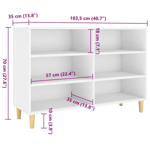 vidaXL Sideboard White 103.5x35x70 cm Engineered Wood