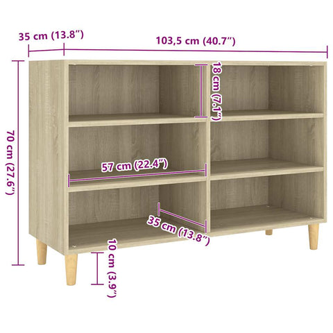 vidaXL Sideboard Sonoma Oak 103.5x35x70 cm Engineered Wood