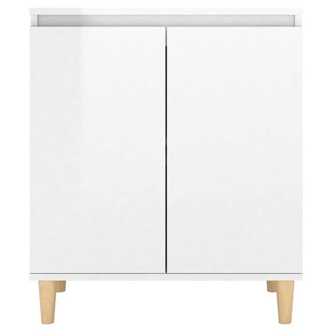 vidaXL Sideboard&Solid Wood Legs High Gloss White 60x35x70cm Engineered Wood