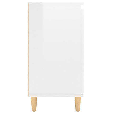 vidaXL Sideboard&Solid Wood Legs High Gloss White 60x35x70cm Engineered Wood