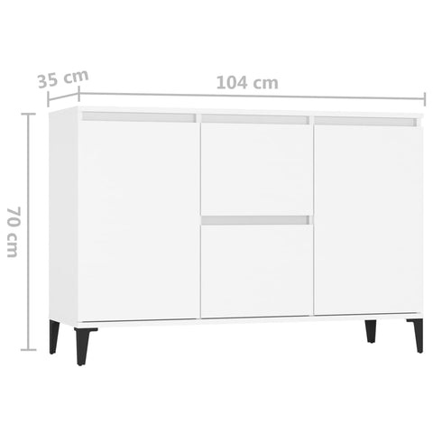 vidaXL Sideboard White 102x35x70 cm Engineered Wood