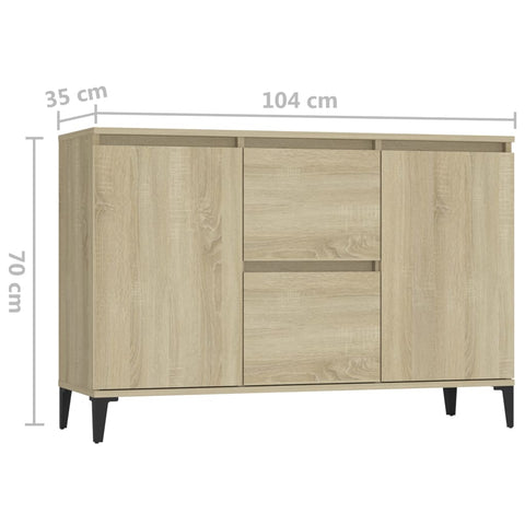 vidaXL Sideboard Sonoma Oak 102x35x70 cm Engineered Wood