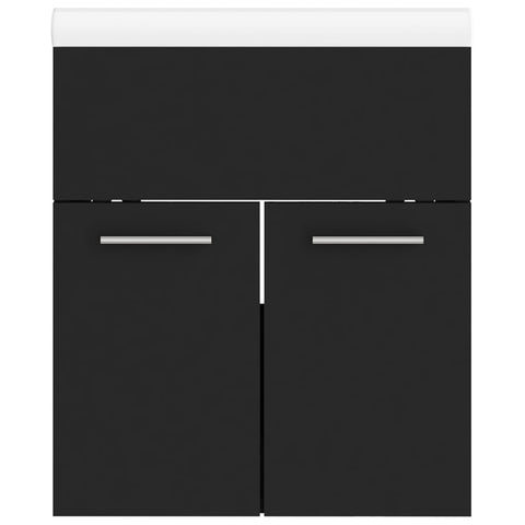 vidaXL Sink Cabinet with Built-in Basin Black Engineered Wood