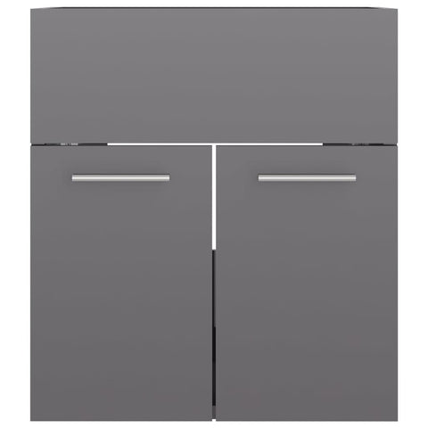 vidaXL Sink Cabinet with Built-in Basin High Gloss Grey Engineered Wood