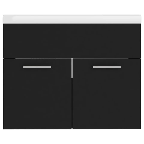 vidaXL Sink Cabinet with Built-in Basin Black Engineered Wood