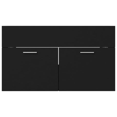 vidaXL Sink Cabinet with Built-in Basin Black Engineered Wood