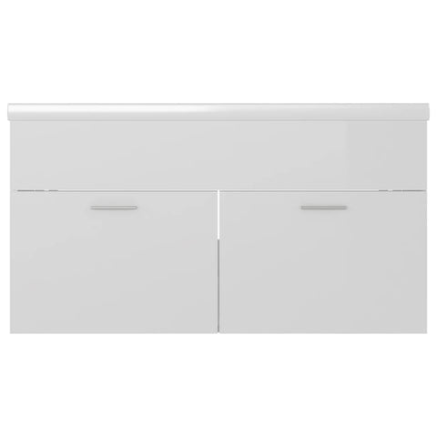 vidaXL Sink Cabinet with Built-in Basin High Gloss White Engineered Wood