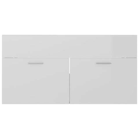 vidaXL Sink Cabinet with Built-in Basin High Gloss White Engineered Wood