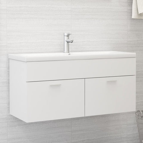 vidaXL Sink Cabinet with Built-in Basin White Engineered Wood