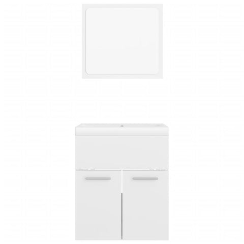 vidaXL Bathroom Furniture Set High Gloss White Engineered Wood