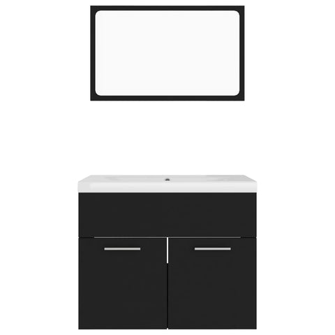 vidaXL Bathroom Furniture Set Black Engineered Wood