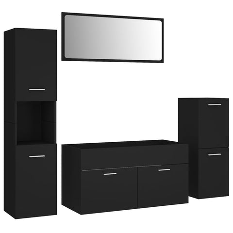 vidaXL Bathroom Furniture Set Black Engineered Wood