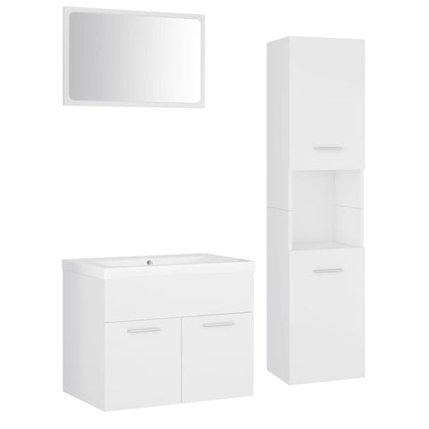 vidaXL Bathroom Furniture Set White Engineered Wood
