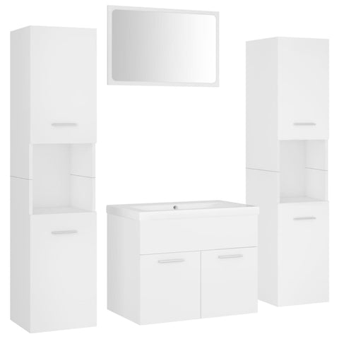 vidaXL Bathroom Furniture Set White Engineered Wood