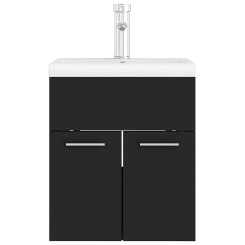 vidaXL Sink Cabinet with Built-in Basin Black Engineered Wood