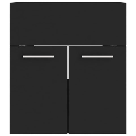 vidaXL Sink Cabinet with Built-in Basin Black Engineered Wood