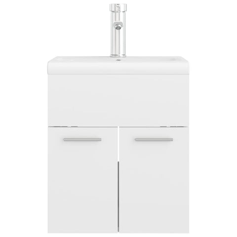 vidaXL Sink Cabinet with Built-in Basin High Gloss White Engineered Wood