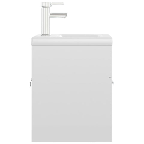 vidaXL Sink Cabinet with Built-in Basin High Gloss White Engineered Wood