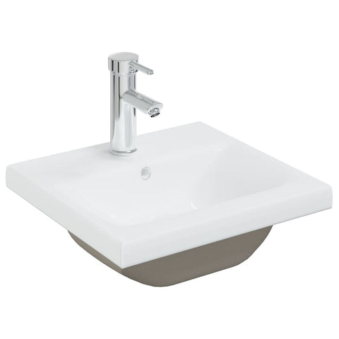 vidaXL Sink Cabinet with Built-in Basin High Gloss White Engineered Wood