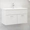 vidaXL Sink Cabinet with Built-in Basin White Engineered Wood