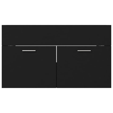 vidaXL Sink Cabinet with Built-in Basin Black Engineered Wood