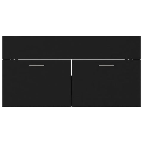 vidaXL Sink Cabinet with Built-in Basin Black Engineered Wood