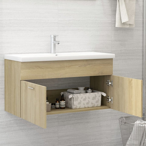 vidaXL Sink Cabinet with Built-in Basin Sonoma Oak Engineered Wood