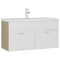 vidaXL Sink Cabinet with Built-in Basin White and Sonoma Oak Engineered Wood