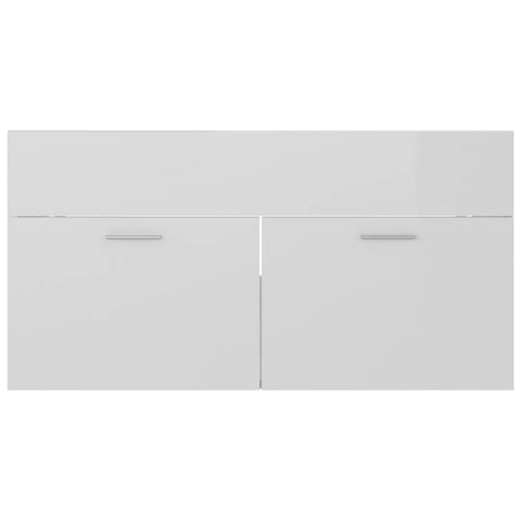 vidaXL Sink Cabinet with Built-in Basin High Gloss White Engineered Wood