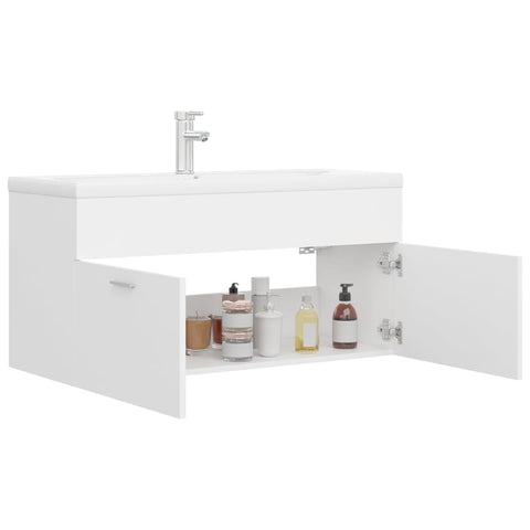 vidaXL Sink Cabinet with Built-in Basin White Engineered Wood
