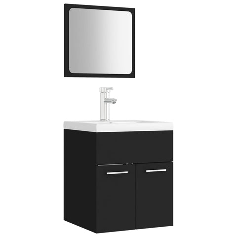 vidaXL Bathroom Furniture Set Black Engineered Wood