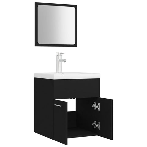 vidaXL Bathroom Furniture Set Black Engineered Wood