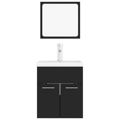 vidaXL Bathroom Furniture Set Black Engineered Wood