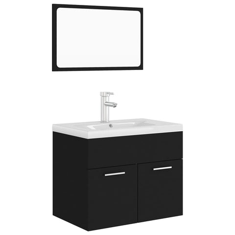 vidaXL Bathroom Furniture Set Black Engineered Wood