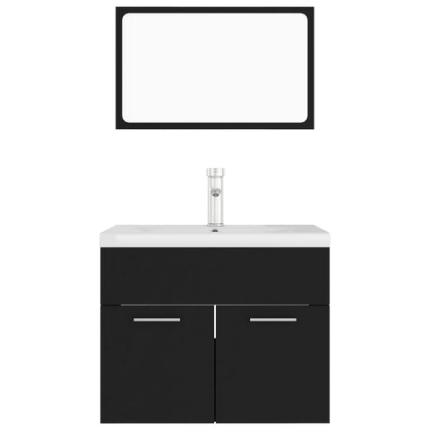vidaXL Bathroom Furniture Set Black Engineered Wood