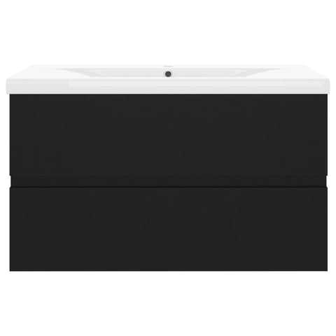 vidaXL Sink Cabinet with Built-in Basin Black Engineered Wood