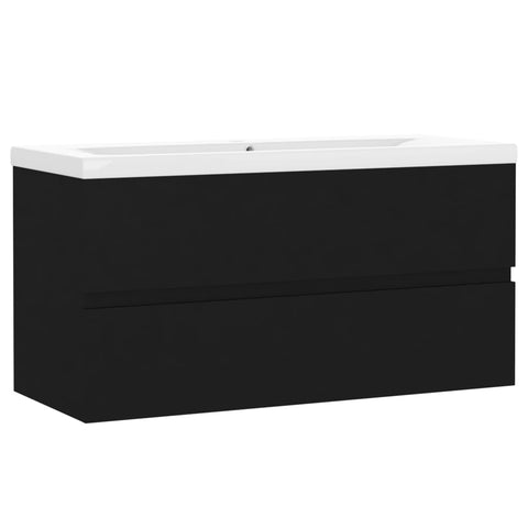 vidaXL Sink Cabinet with Built-in Basin Black Engineered Wood